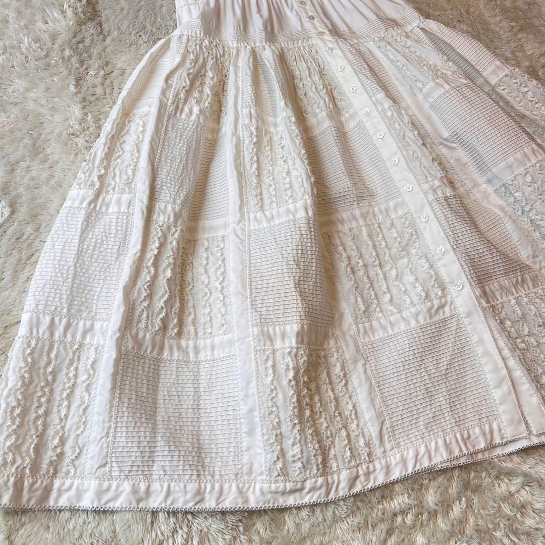 美品✨ワンダフルワールド ピコフリル ロングワンピース ホワイト 全前開き