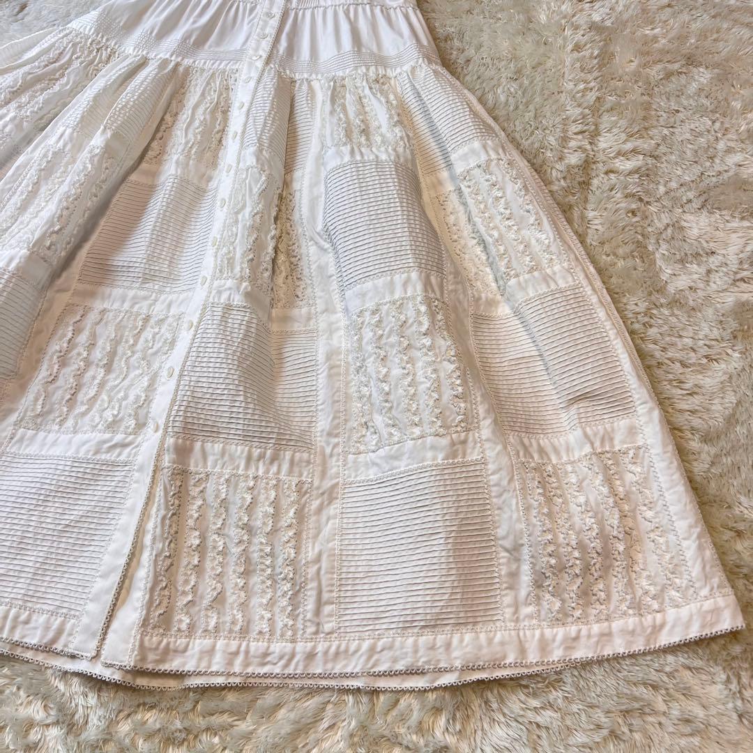 美品✨ワンダフルワールド ピコフリル ロングワンピース ホワイト 全前開き