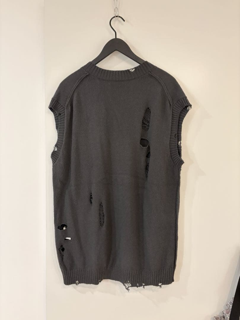yohji yamamoto pour homme ニットベスト　ダメージ加工