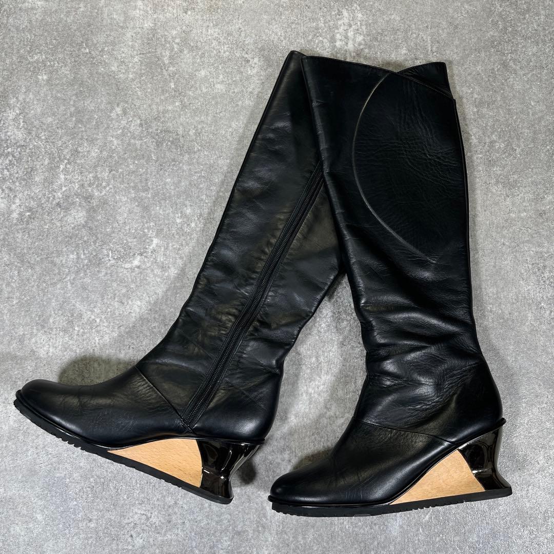 ISSEY MIYAKE ロングブーツ　本革　デザイナーズ　25cm AJ403