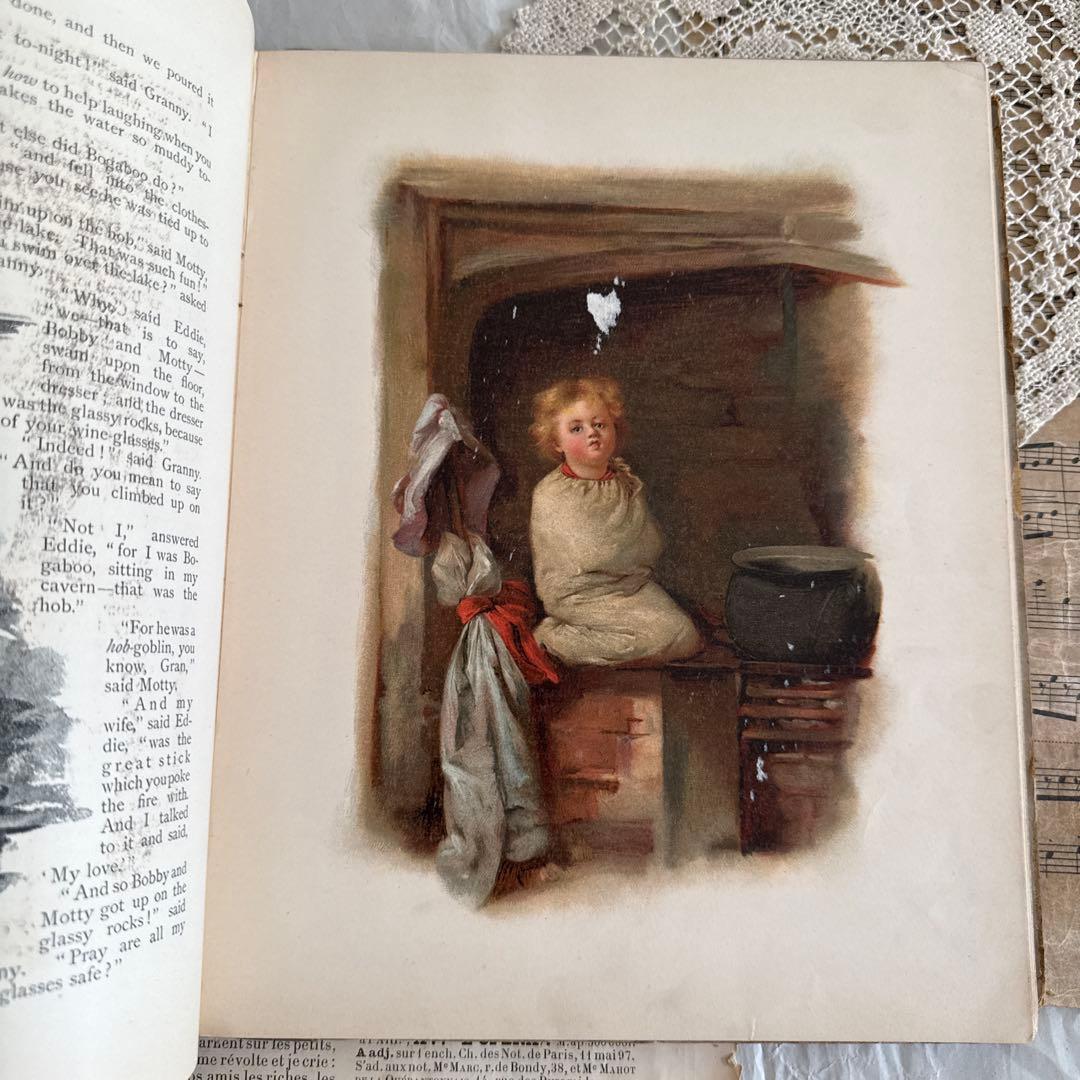 稀少1882年アンティーク美しい絵本クロモリトグラフ洋書ジャンクジャーナル古書