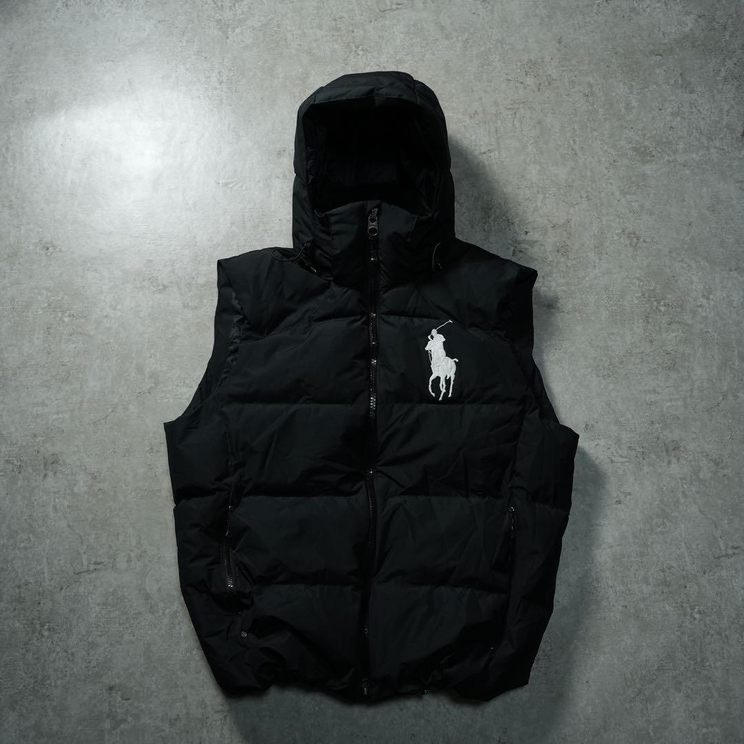 y2k POLO RALPH LAUREN ダウンベスト ビッグポニー ドリル