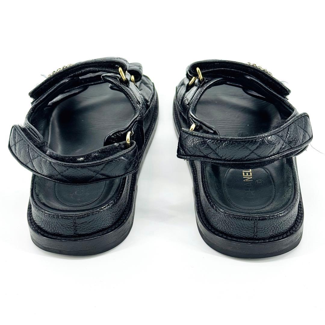 CHANEL シャネル キャビアスキン マトラッセ フッドヘット サンダル 36
