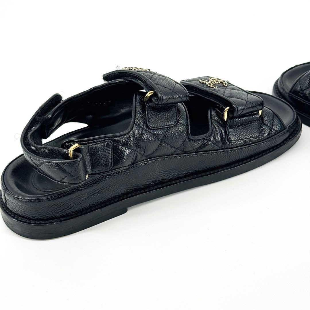 CHANEL シャネル キャビアスキン マトラッセ フッドヘット サンダル 36