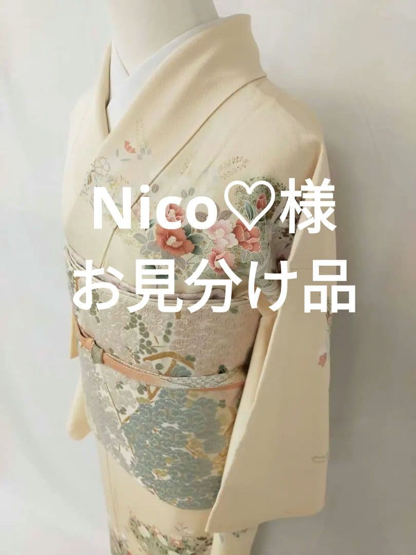 お見分け済　美品　手描き友禅　訪問着と袋帯帯締め