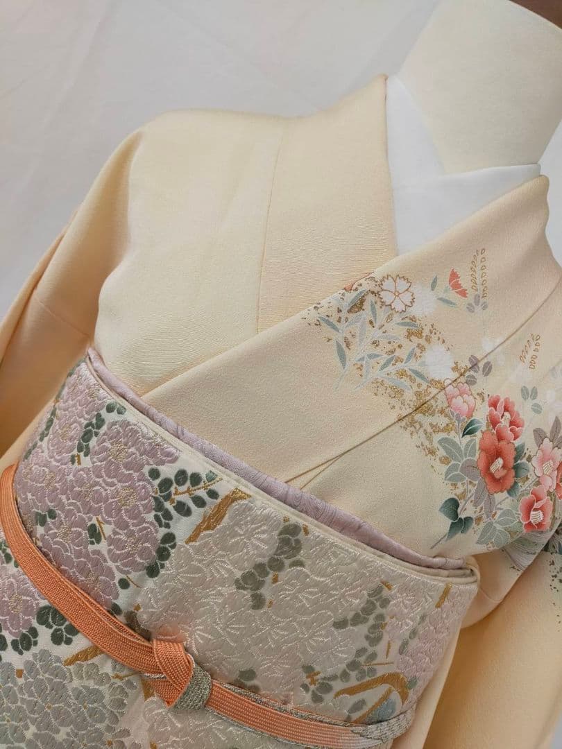 お見分け済　美品　手描き友禅　訪問着と袋帯帯締め