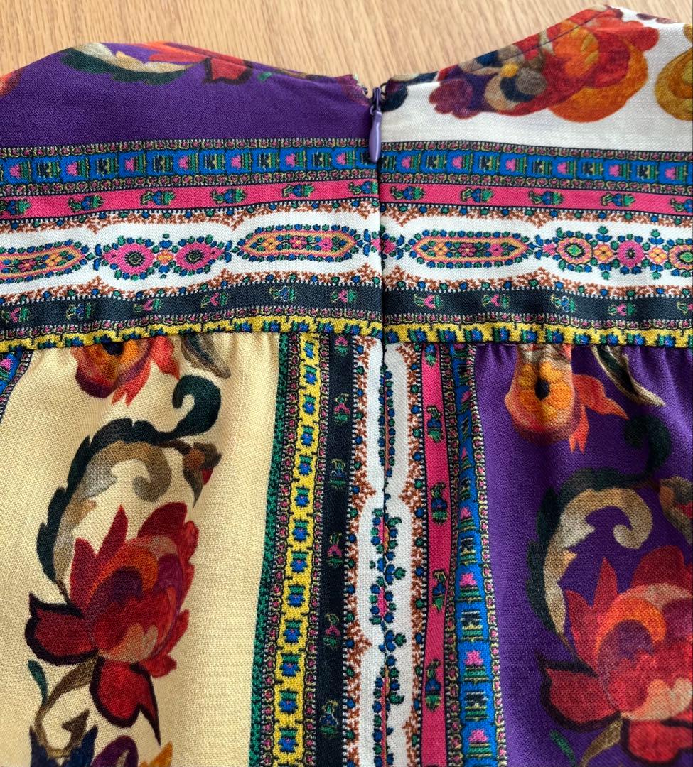 あ*鹿様 エトロ　美品　花柄ストライプマルチカラー長袖ワンピース