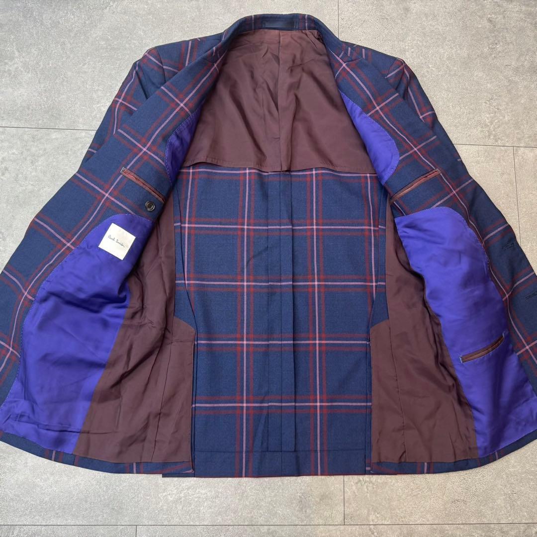 希少 ポールスミス セットアップ チェック ネイビー ウール