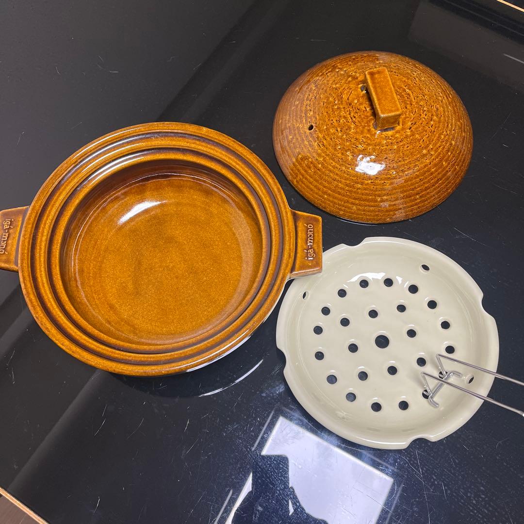 長谷園　土鍋　ビストロ蒸し鍋 アメ 大