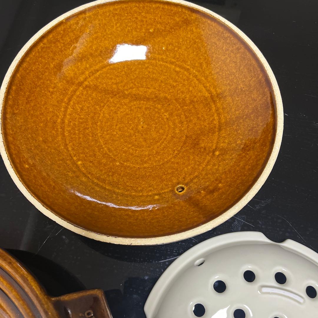 長谷園　土鍋　ビストロ蒸し鍋 アメ 大