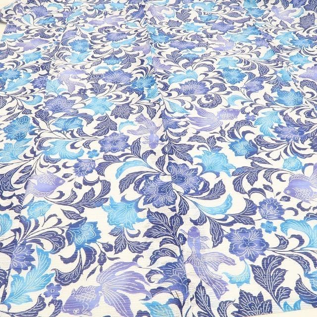 aka 新品 撫松庵 型染金魚 綿絽 洗える夏着物 小紋 浴衣 6211①