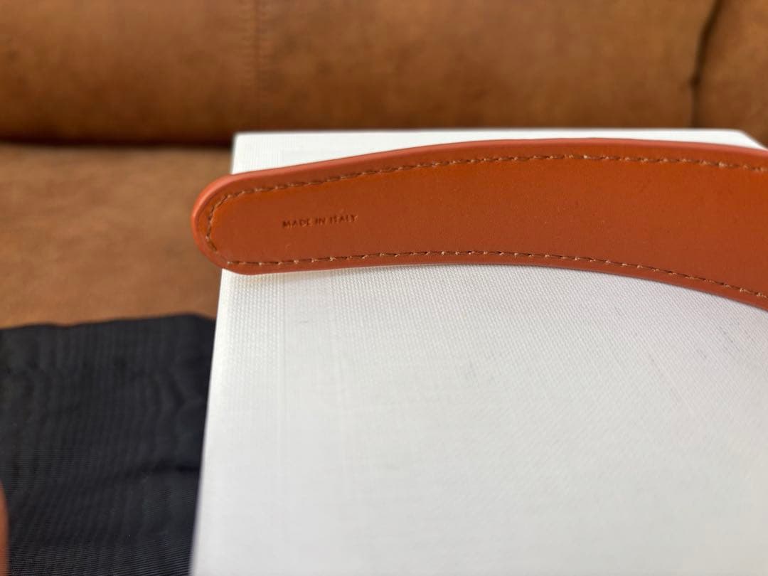 CELINE ヘッドバンド / カーフスキン & ゴールドフィニッシュ ブラス