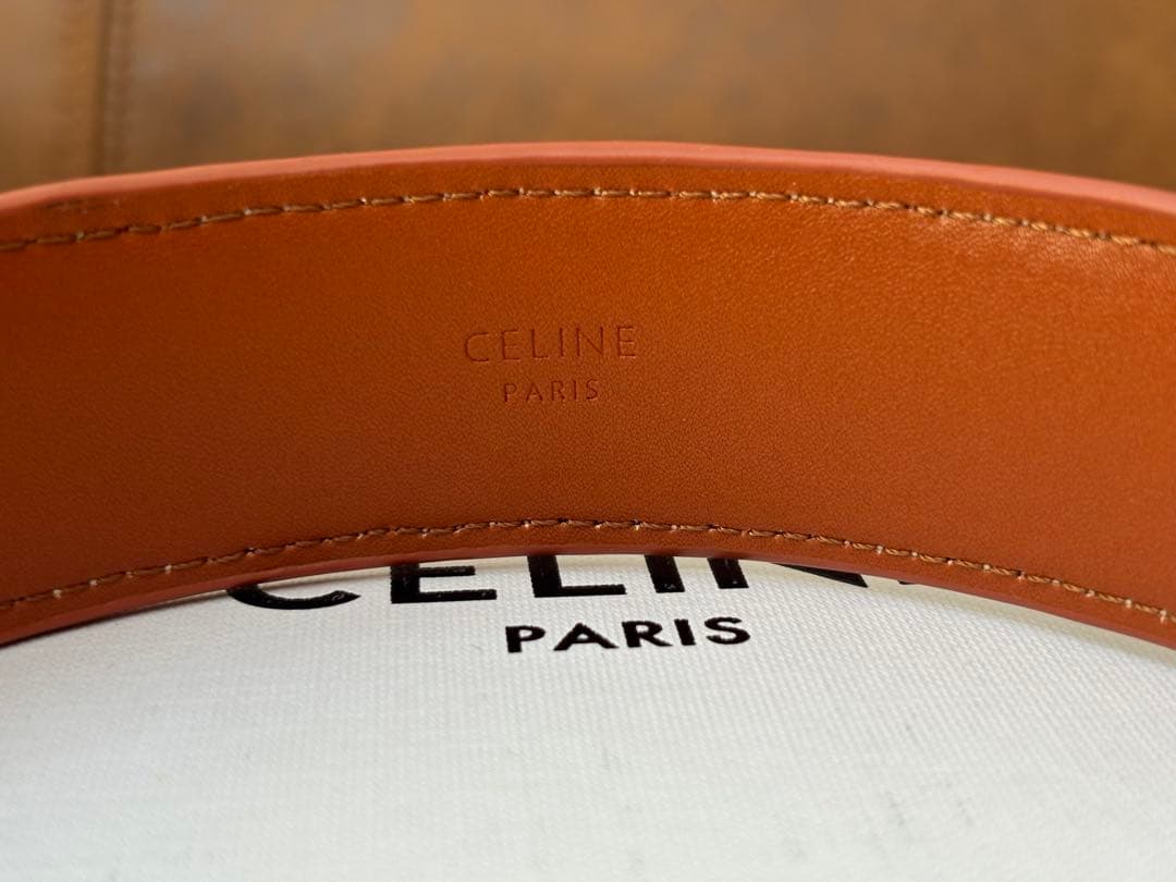 CELINE ヘッドバンド / カーフスキン & ゴールドフィニッシュ ブラス
