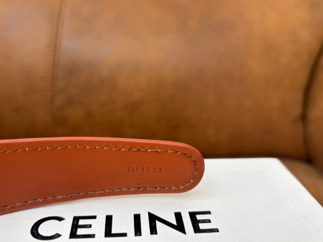 CELINE ヘッドバンド / カーフスキン & ゴールドフィニッシュ ブラス