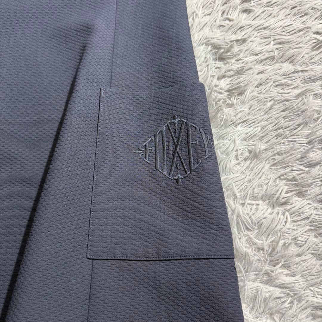 美品✨フォクシー 定価10万 人気 ジャスミンホワイト ロゴ刺繍 ミッドナイト