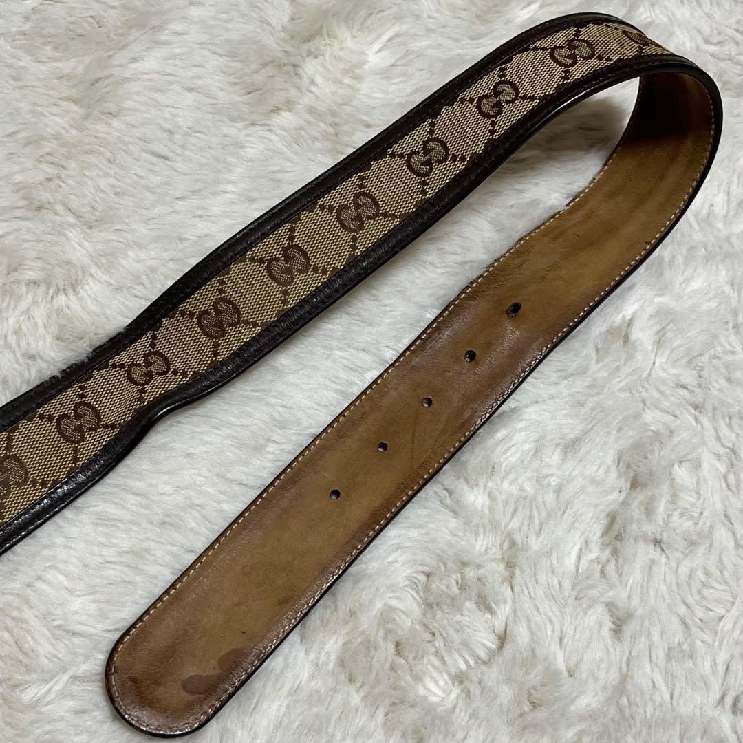 GUCCI グッチ　モノグラム　ベルト　ハートロッキング　キャンバス　GG 金色