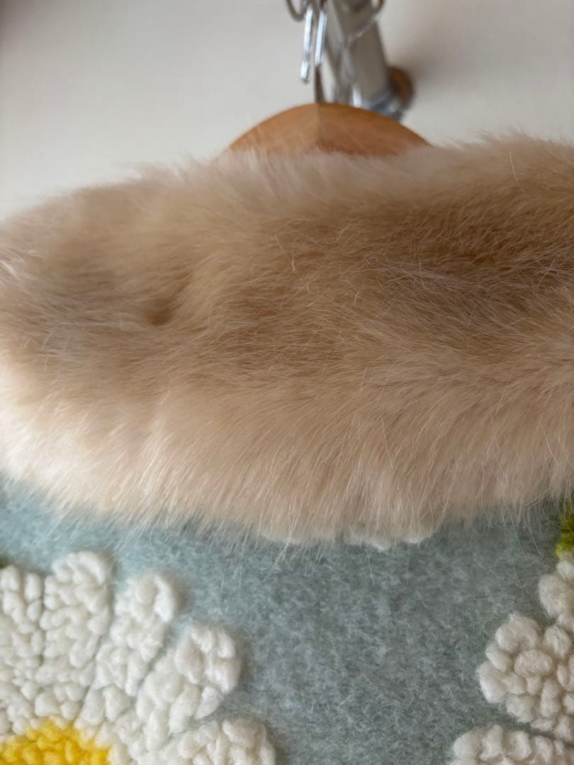 フランシュリッペfl5 美品　花柄ボアコート ファー襟付き