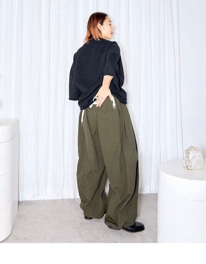 CITYSHOP “O”NYLON WIDE カーゴパンツ　　カーキ　36