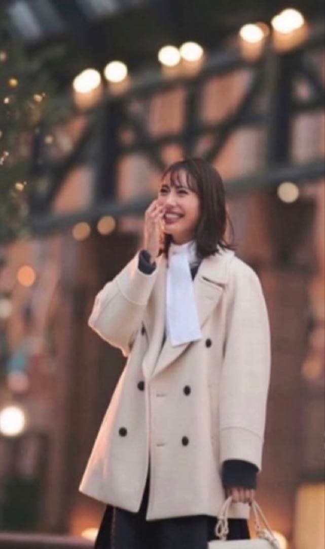 uncrave(アンクレイヴ)グレー ダブルブレスト ピーコート ウール混合