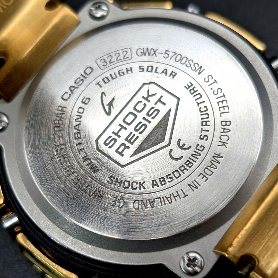 美品 GWX5700 電波ソーラー タイドグラフ ダイヤ装飾ゴールドフルメタル