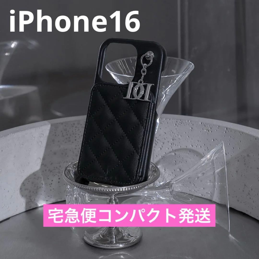 ダーリッチ☆キルティングミラーDDチャームiPhoneケース☆BLK☆16