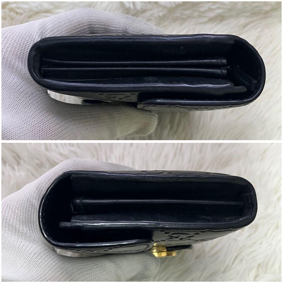 ✨極美品✨グッチ　長財布　二つ折り　インターロッキング　シマレザー　ブラック