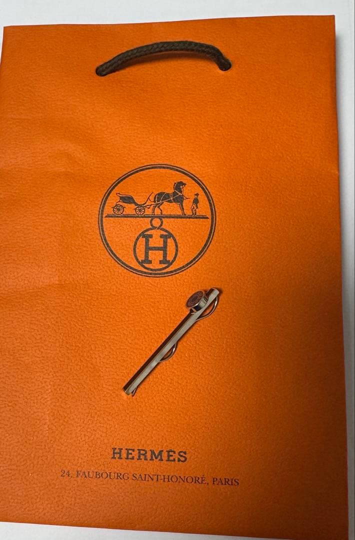 エルメス セリエ タイバー タイクリップ ブラック×ネイビー×シルバー