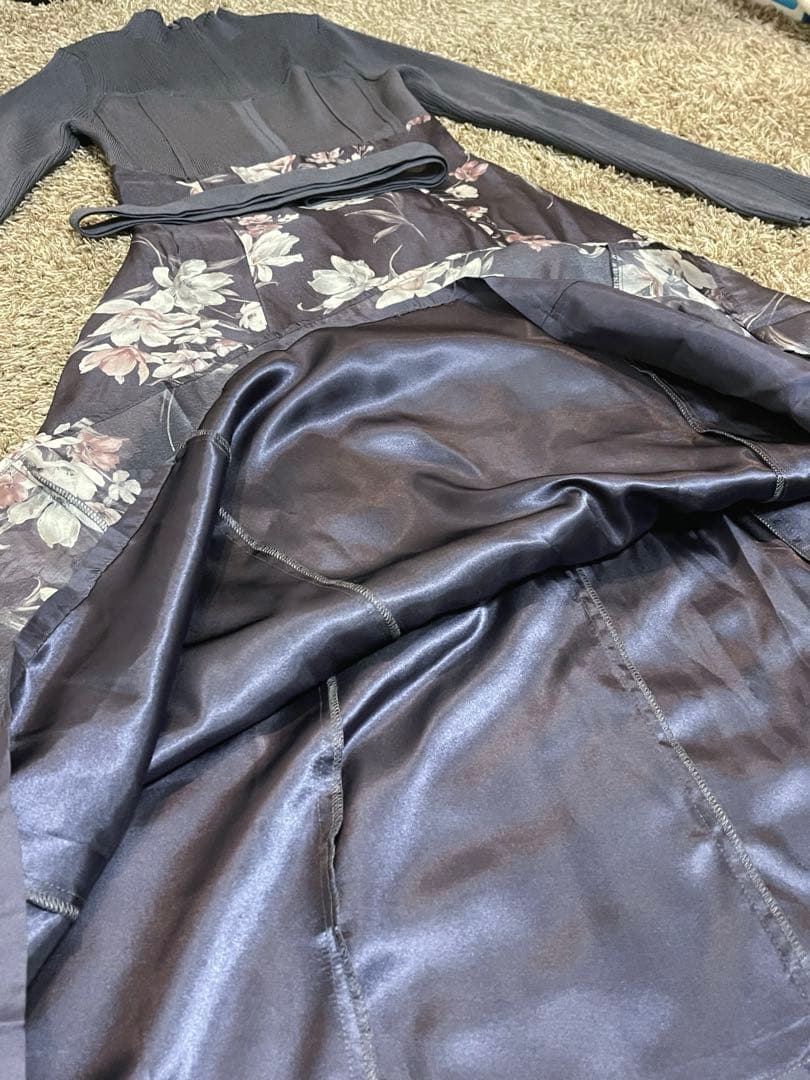 マーキュリーデュオ フラワードッキングロングスリーブワンピース