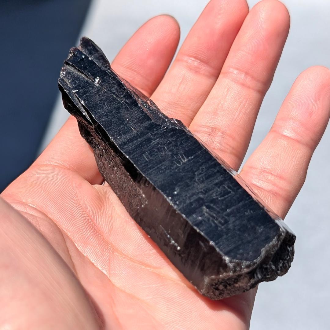 Borders　一点物 モリオン原石 山東省産 黒水晶 130g 邪気払い