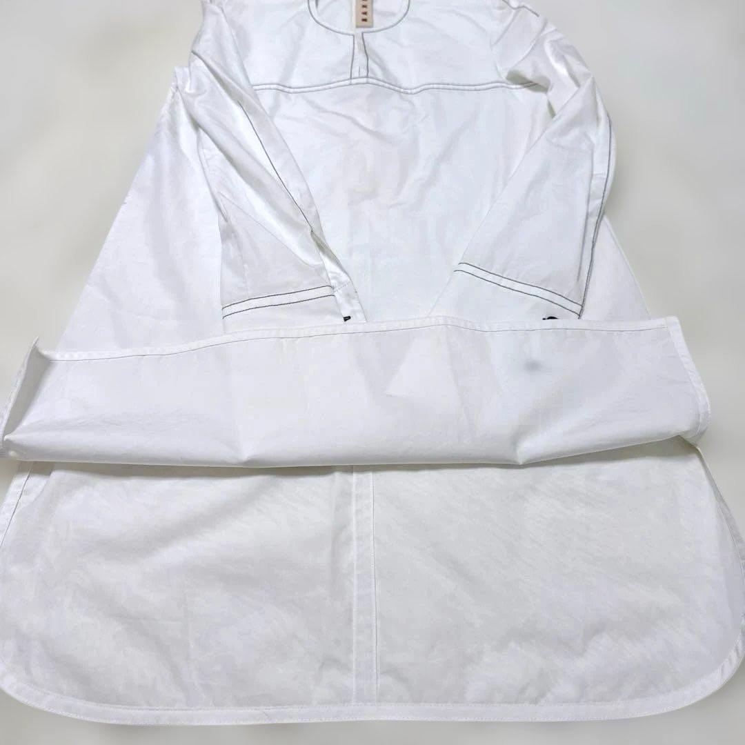 極美品　MARNI マルニ ステッチ 長袖ホワイト シャツワンピース