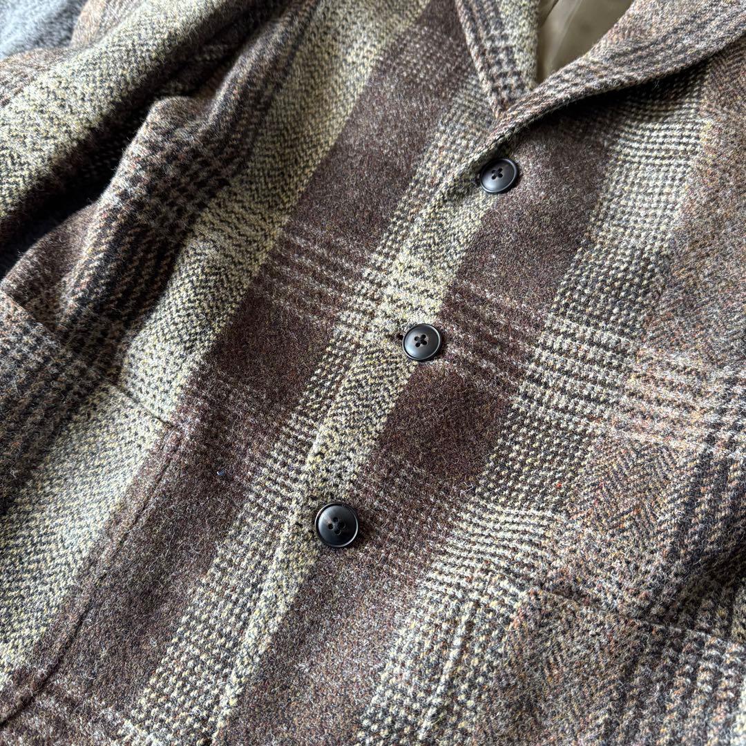 美品 ハリスツイード ヘリンボーン パッチワーク チェック テーラードジャケット