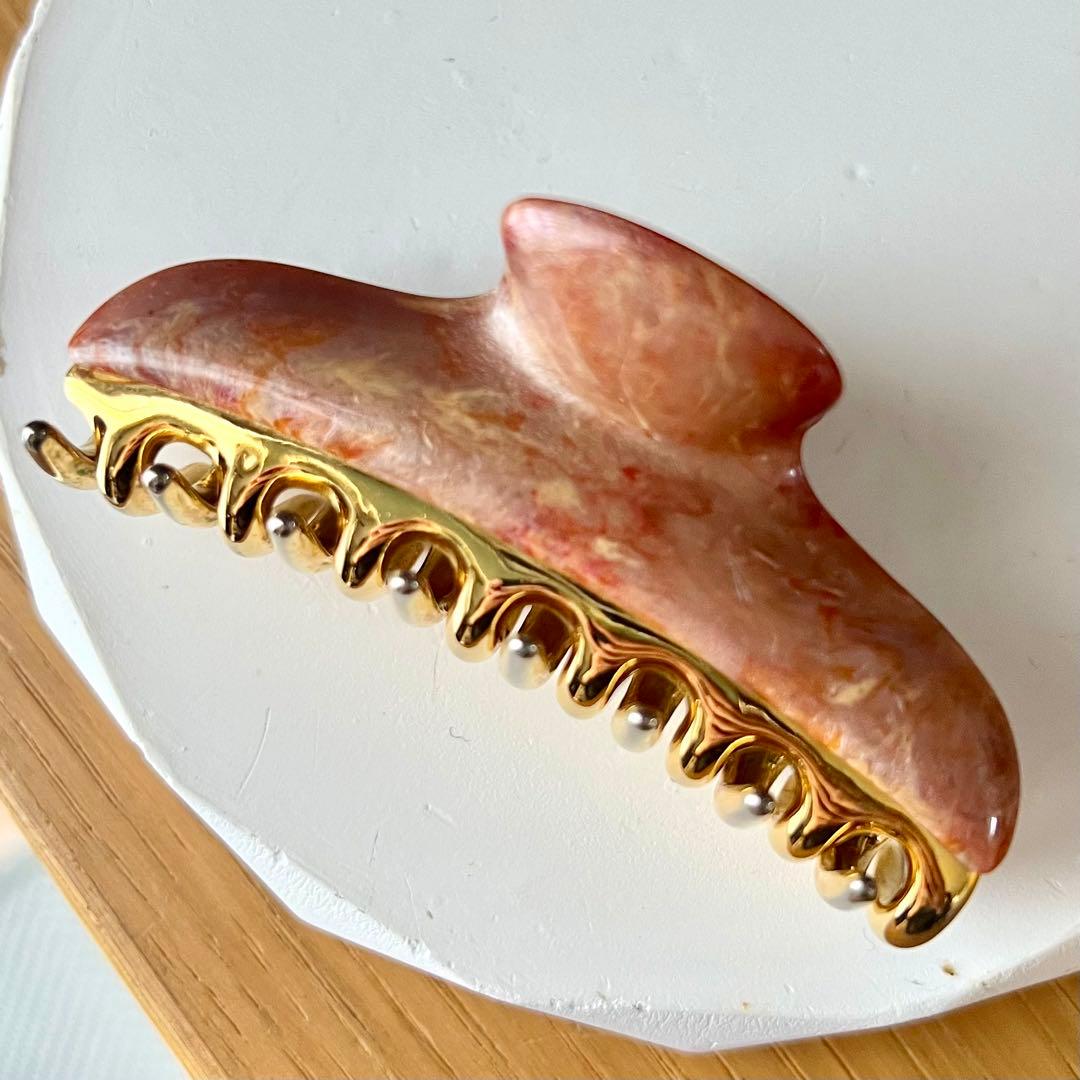 acca オレンジ系 ヘアクリップ　中サイズ