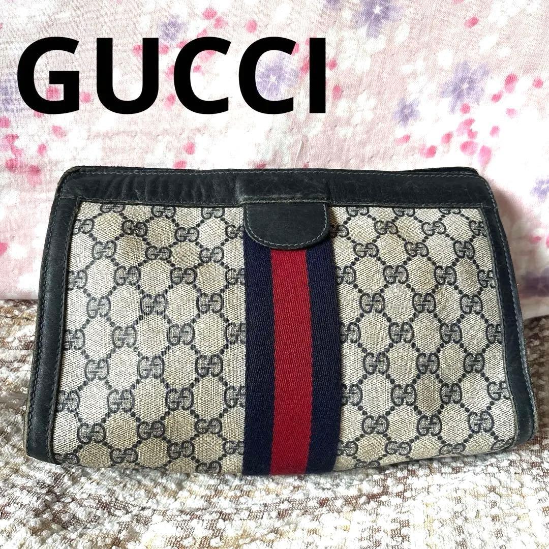 破格 GUCCI オールドグッチ クラッチバッグ 美品 GG総柄