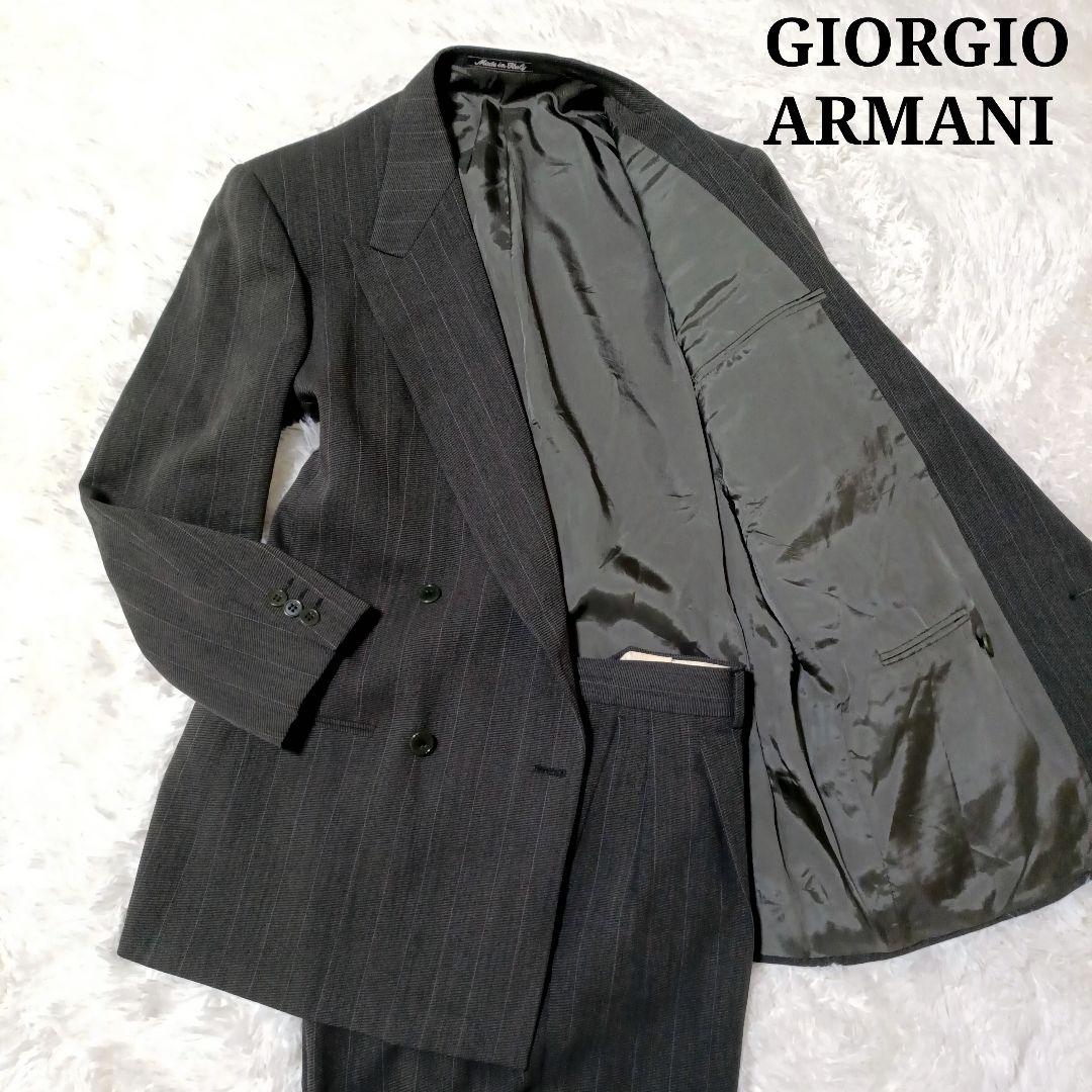 ジョルジオアルマーニ スーツ セットアップ L チャコールグレー ウール95
