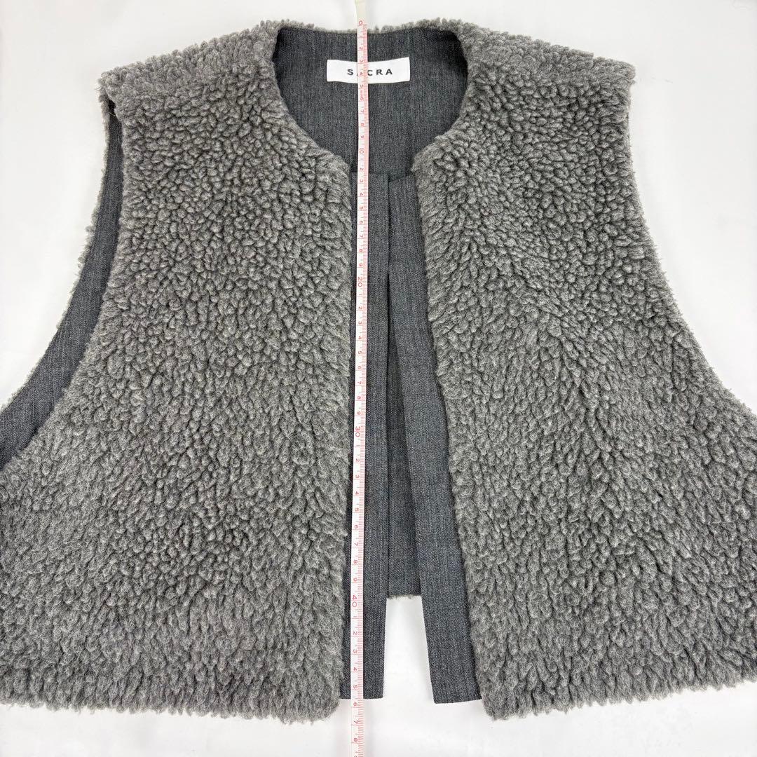 SACRA サクラ プードルファー ショートジレ ベスト ボアベスト グレー