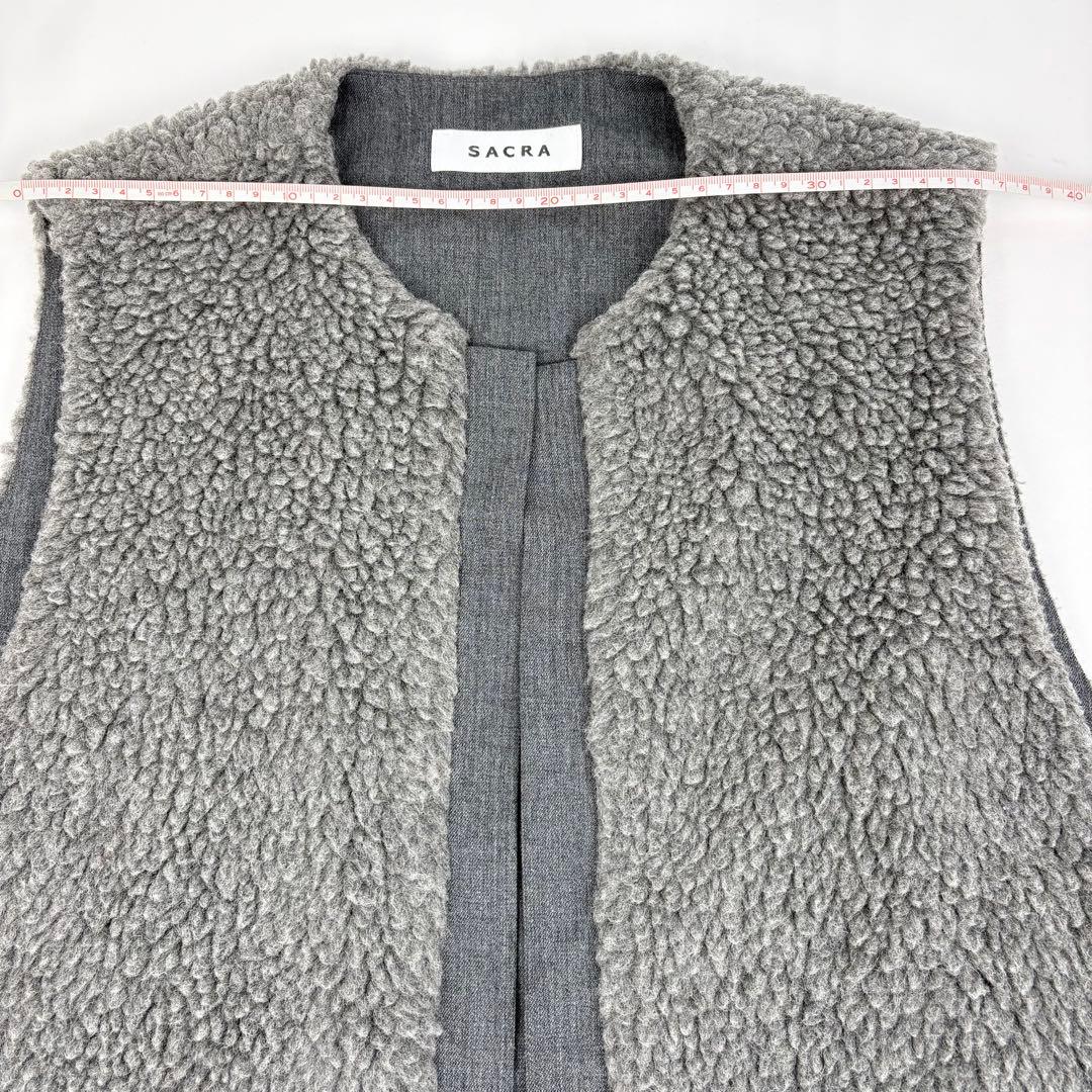 SACRA サクラ プードルファー ショートジレ ベスト ボアベスト グレー