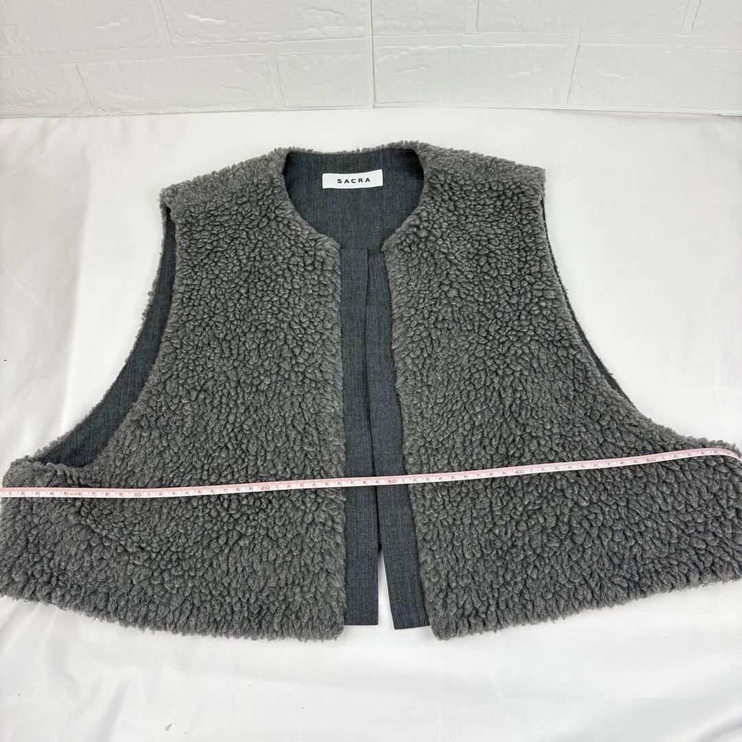 SACRA サクラ プードルファー ショートジレ ベスト ボアベスト グレー