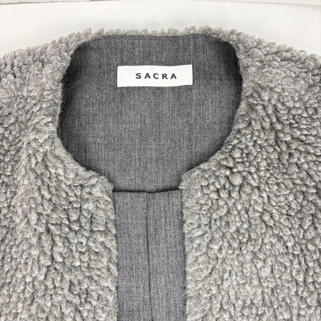 SACRA サクラ プードルファー ショートジレ ベスト ボアベスト グレー