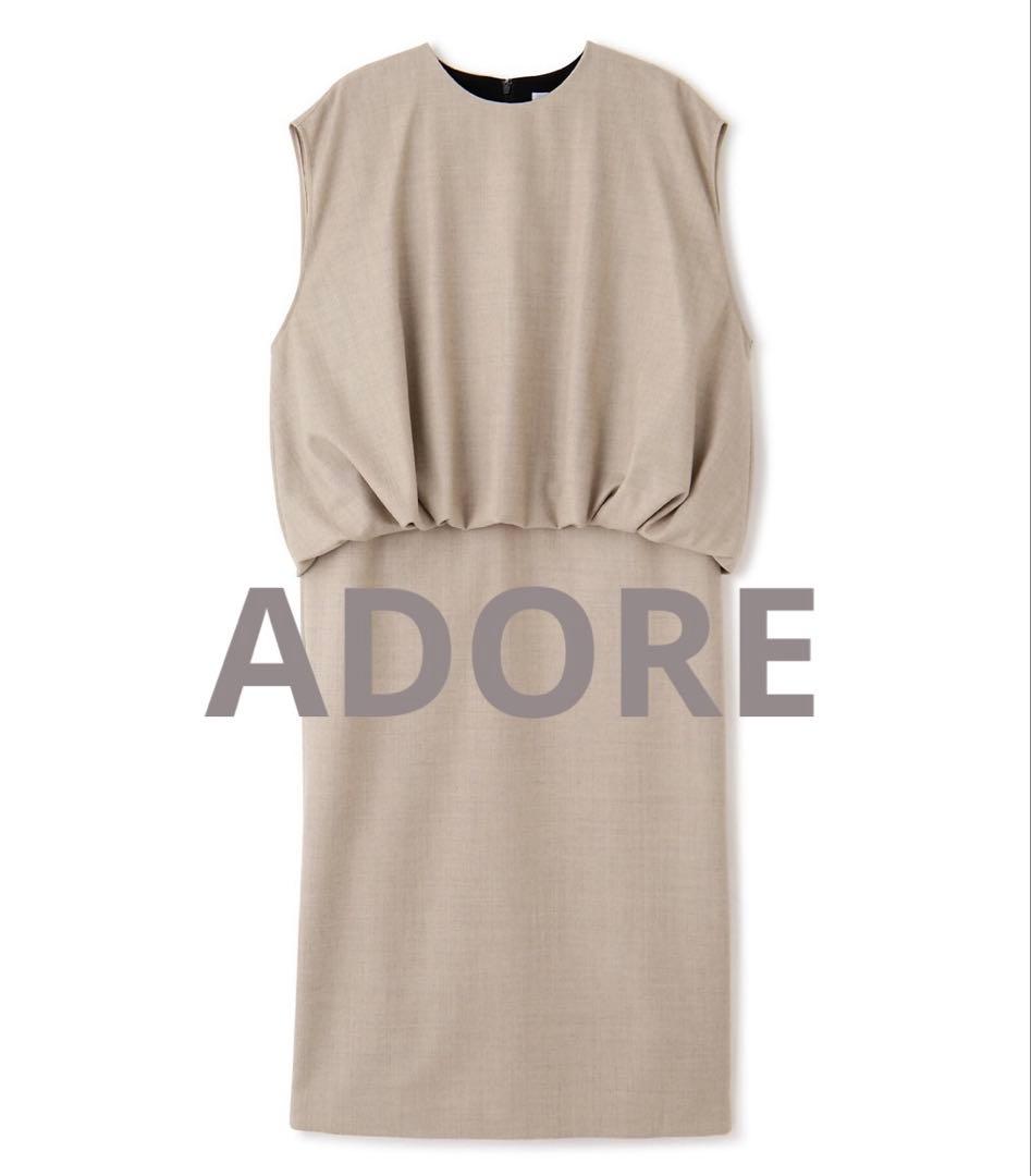 【ADORE】アドーア ハイカウントフラノワンピース ベージュ M