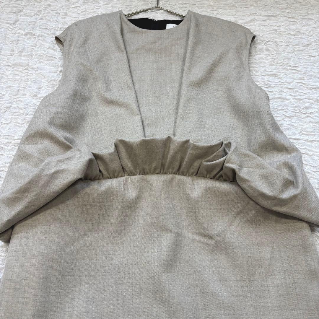 【ADORE】アドーア ハイカウントフラノワンピース ベージュ M