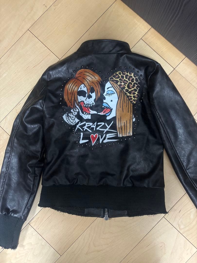 9090×Ed Hardy フェイクレザージャケット 黒