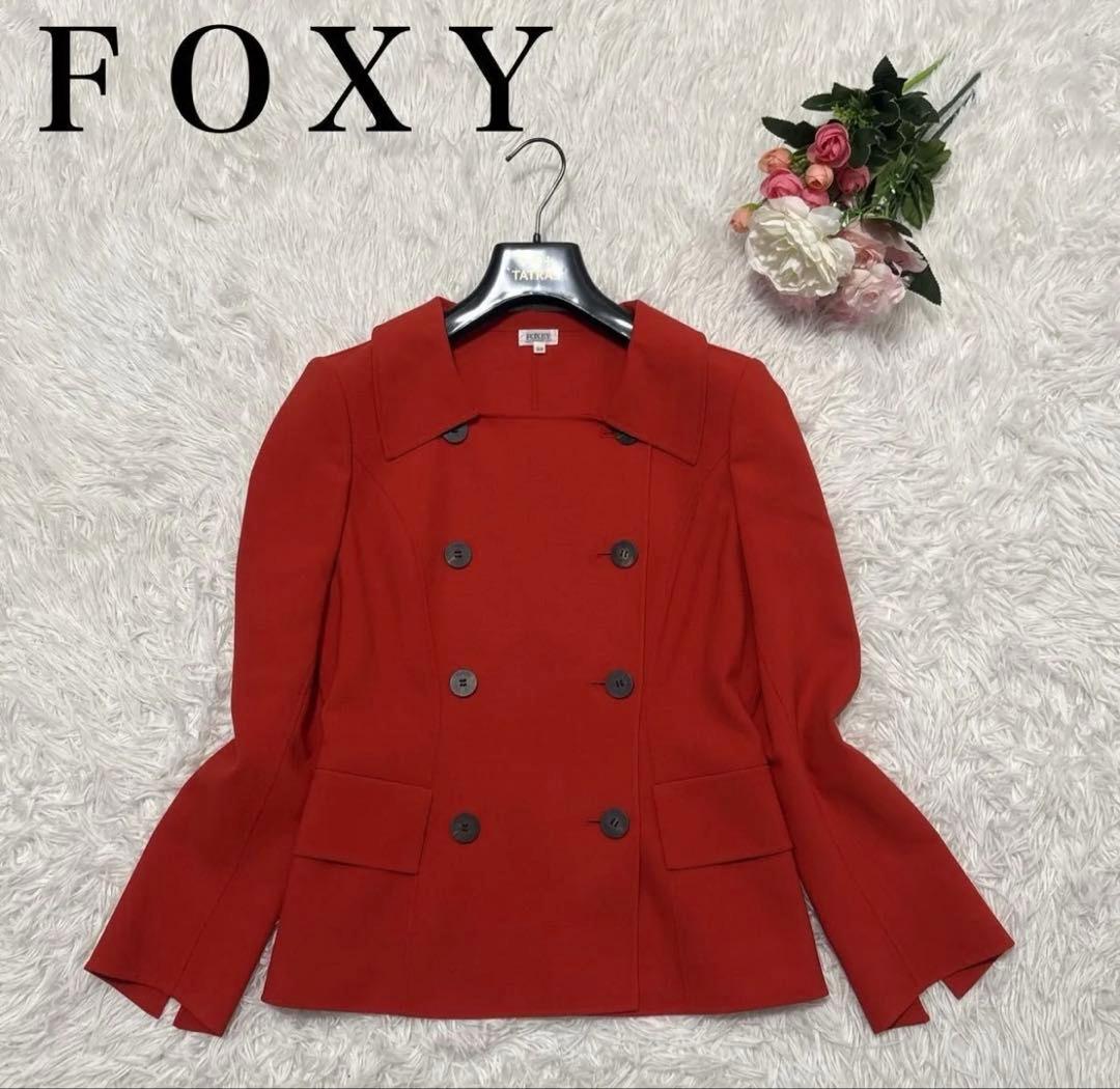 FOXEY フォクシー ダブルブレストジャケット 赤 38 Mレッド レディース