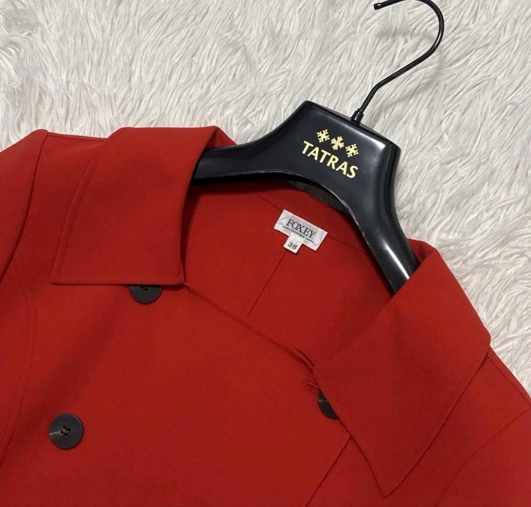 FOXEY フォクシー ダブルブレストジャケット 赤 38 Mレッド レディース