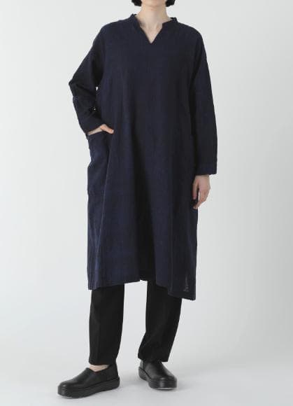 プランテーション☆ストロークJQジャガード織OP☆濃紺☆手洗い可☆美品です