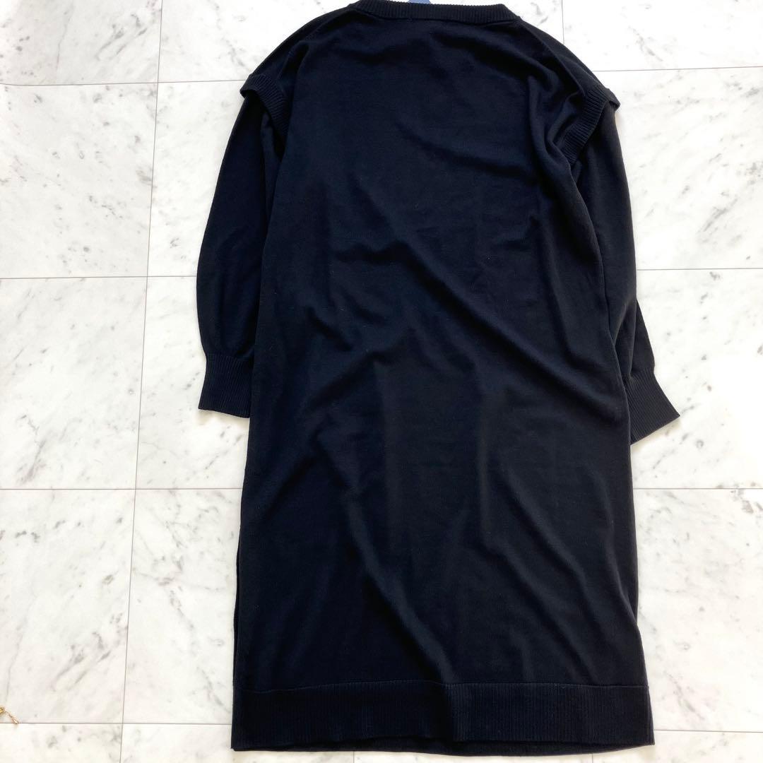 タグ付き ダーマコレクション ニットワンピース 2way ウール100% LL黒