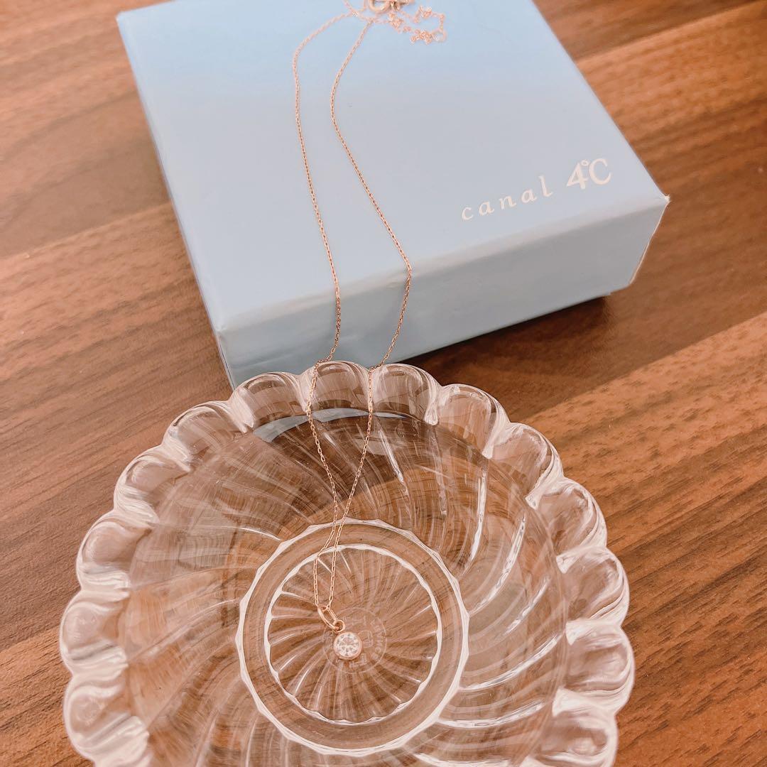 canal 4℃ K10 一粒ダイヤネックレス　ピンクゴールド