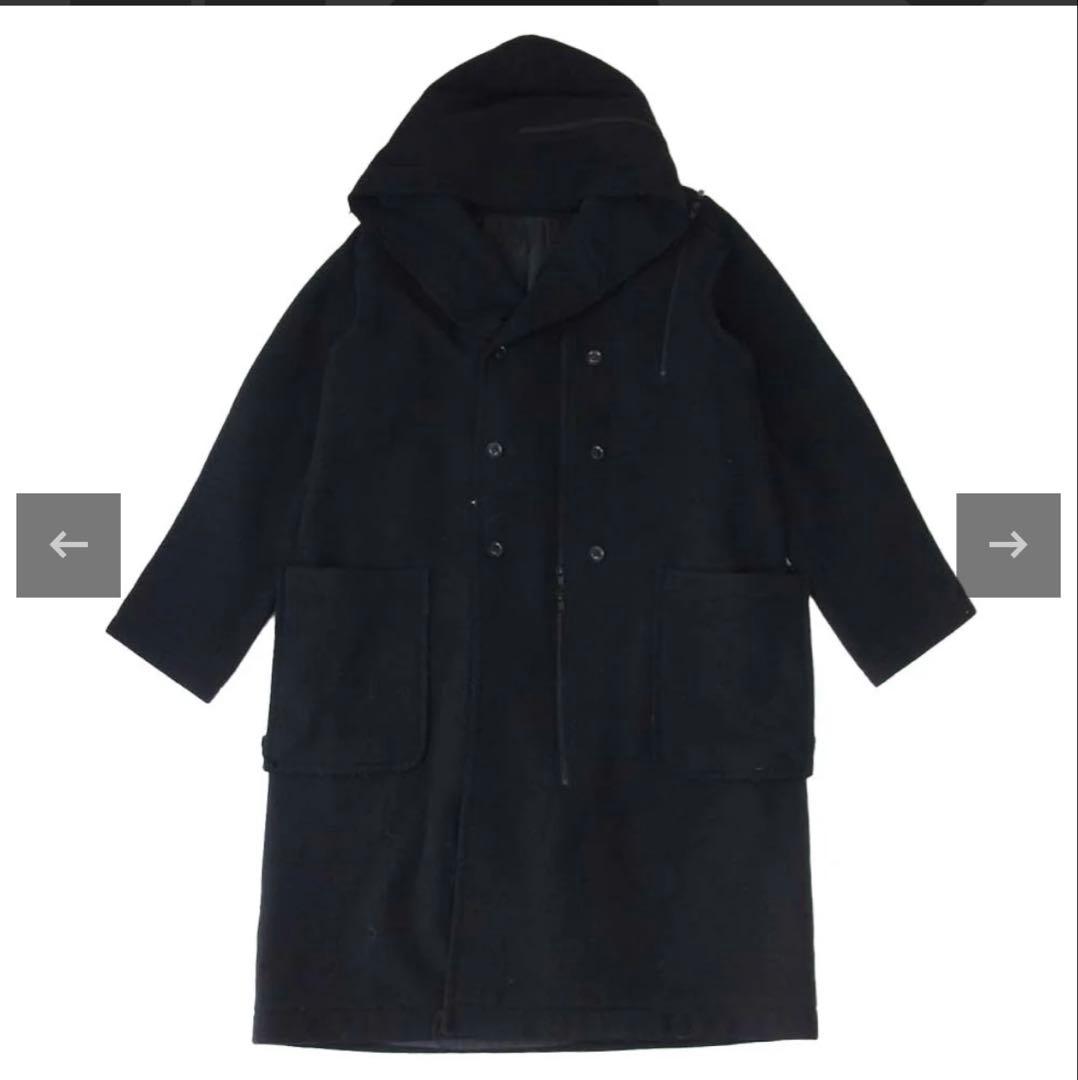 B Yohji Yamamoto ダブルファスナー メルトン フーデッド コート