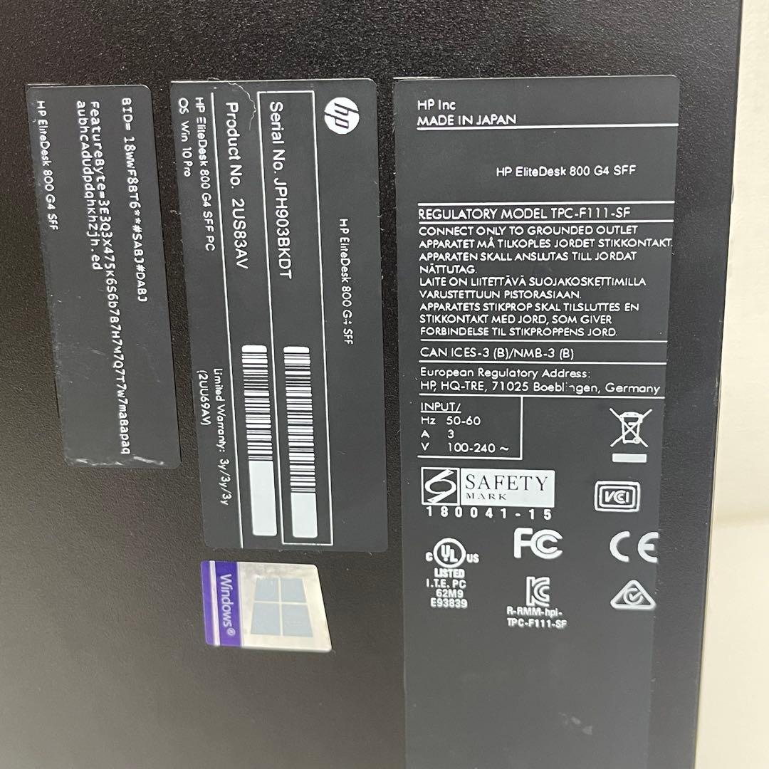 Windowsデスクトップ #439 HP EliteDesk 800 G4 i7-8700 16GB p