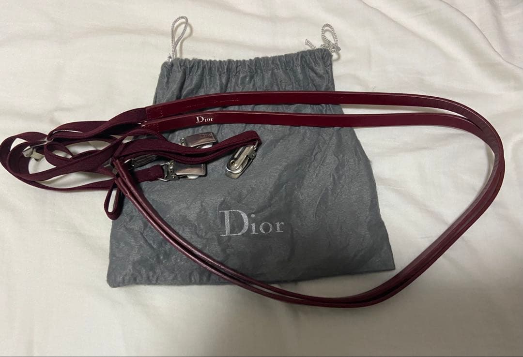 ディオールオム　レザーサスペンダー　エディスリマン　赤