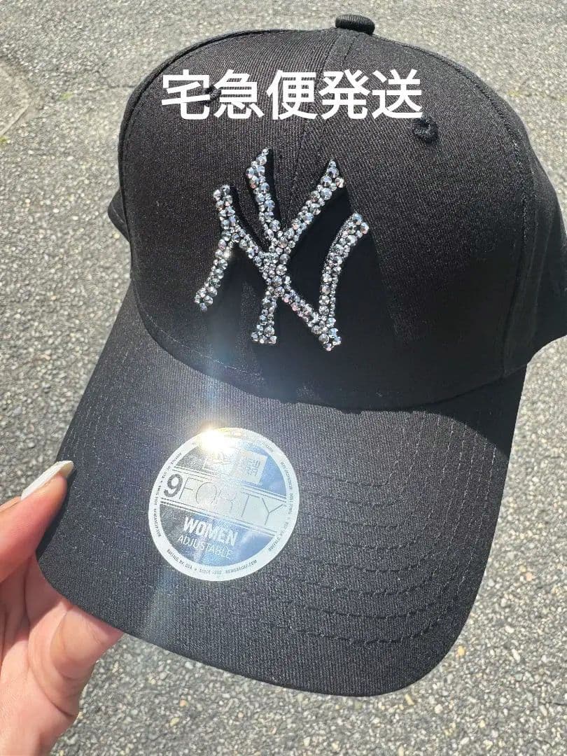 ニューエラ　NEWERA　キャップ　ブラック　デコ　ラインストーン